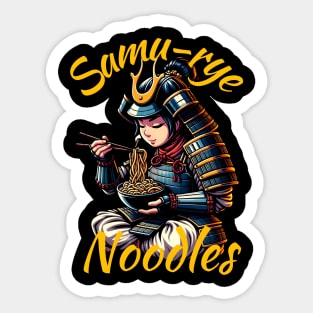 Female samurai eating noodles Sticker